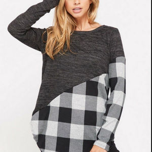 TERRY LONG SLEEVE BUFFALO PLAID SWEATER BY VIAMOR